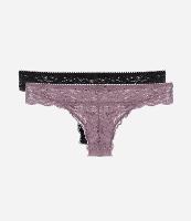 Kit 02 Calcinhas Biquíni Fio em Renda Floral - 1