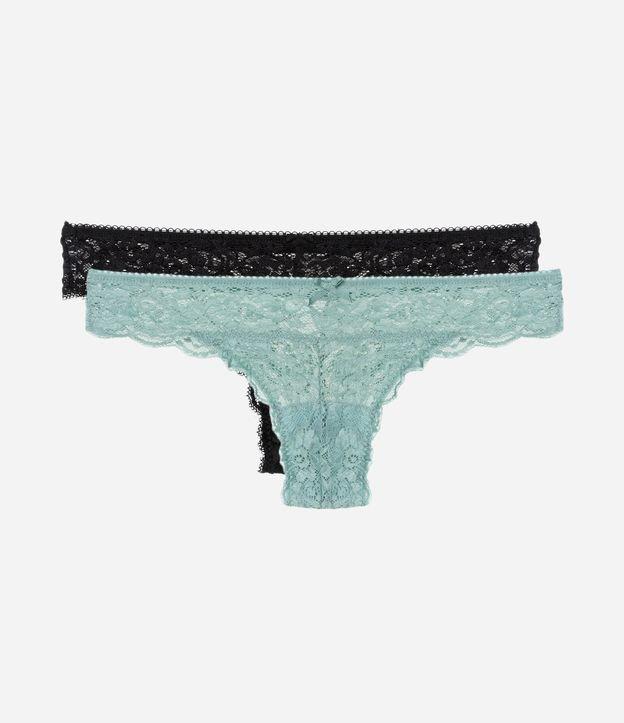 Kit 02 Calcinhas Biquíni Fio em Renda Floral - 1