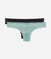 Kit 02 Calcinhas Biquíni Fio em Renda Floral - 1