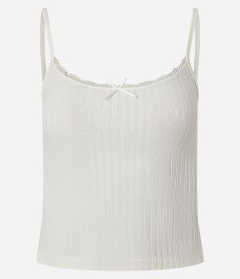 Blusa Texturizada em Seamless de Alcinha com Renda e Lacinho