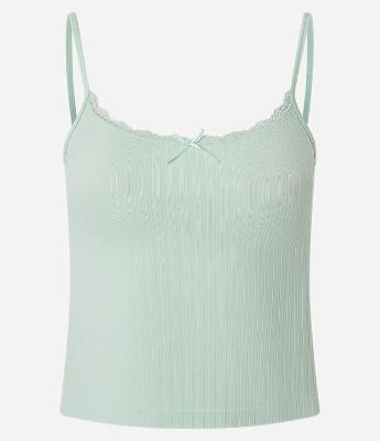 Blusa Texturizada em Seamless de Alcinha com Renda e Lacinho