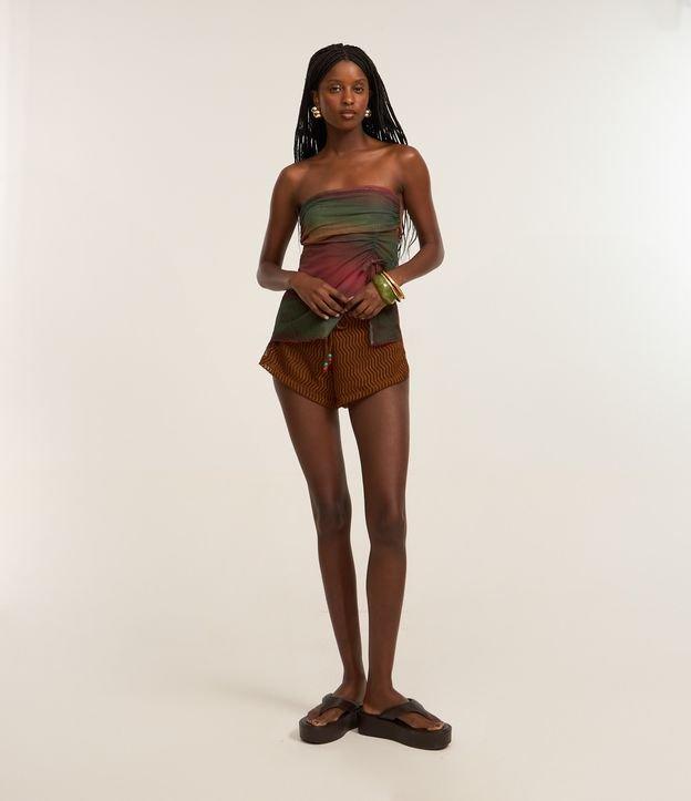 Short Mini com Cintura Média Texturizado - 1