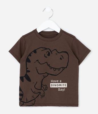 Camiseta Infantil com Estampa de Dinossauro - Tam 1 a 6 Anos