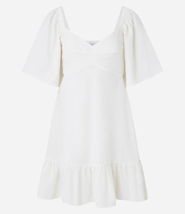 Vestido Evasê Curto em Viscolinho com Recorte Vazado na Cintura - 1