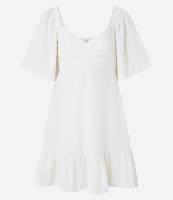 Vestido Evasê Curto em Viscolinho com Recorte Vazado na Cintura - 1