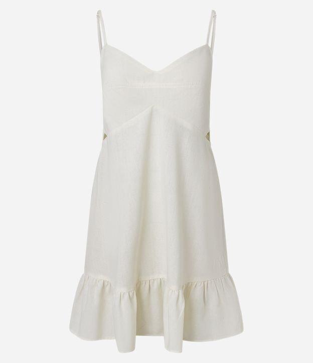 Vestido Evasê em Viscolinho com Recorte Vazado e Babado - 1