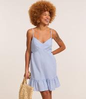 Vestido Evasê em Viscolinho com Recorte Vazado e Babado - 2