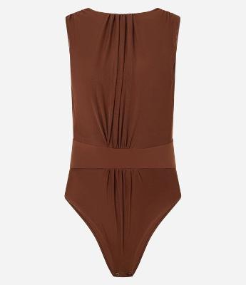 Body Regata em Tule com Cinturão e Drapeados