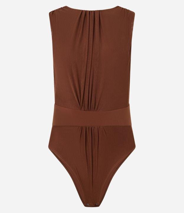 Body Regata em Tule com Cinturão e Drapeados - 1