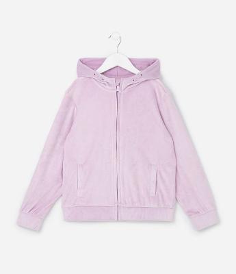 Jaqueta Regular Infantil em Plush com Capuz e Bolso Canguru - Tam 5 a 14 Anos