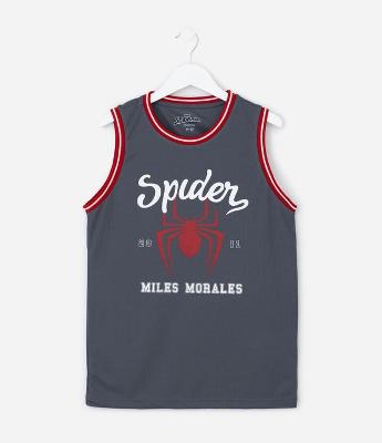 Regata Infantil de Basquete em Microfibra Basquete  Spider Man - Tam 5 a 14 Anos