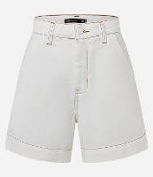 Short Mom Alfaiataria em Sarja com Botão Forrado e Costuras Contrastantes - 1