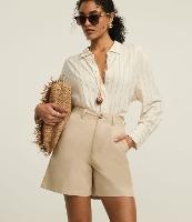 Bermuda Alfaiatada Cintura Média em Sarja com Bolsos - 2