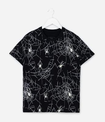 Camiseta Infantil com Estampa Teias de Aranha - Tam  5 a 14 Anos