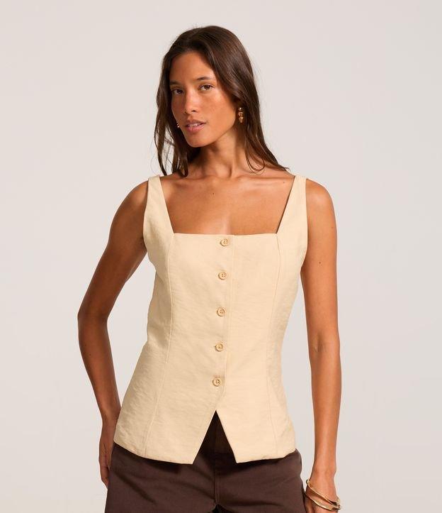 Colete Alfaiataria em Viscose com Decote Quadrado e Amarração nas Costas - 1