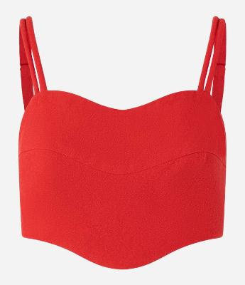 Blusa Cropped em Viscolinho com Alça Dupla e Decote Coração