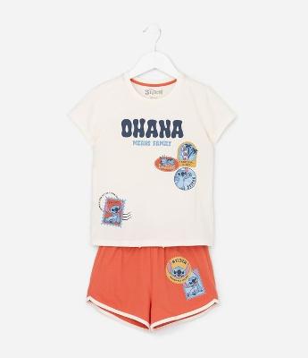 Pijama Infantil com Estampa do Stitch Ohana - Tam 2 a 14 Anos