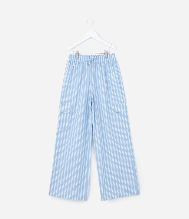 Calça Infantil em Tricoline com Estampa Listrada e Bolsos - Tam 5 a 14 Anos - 1