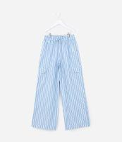 Calça Infantil em Tricoline com Estampa Listrada e Bolsos - Tam 5 a 14 Anos - 1