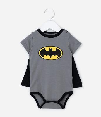 Body Infantil com Estampa e Capa do Batman - Tam 0 a 18 meses