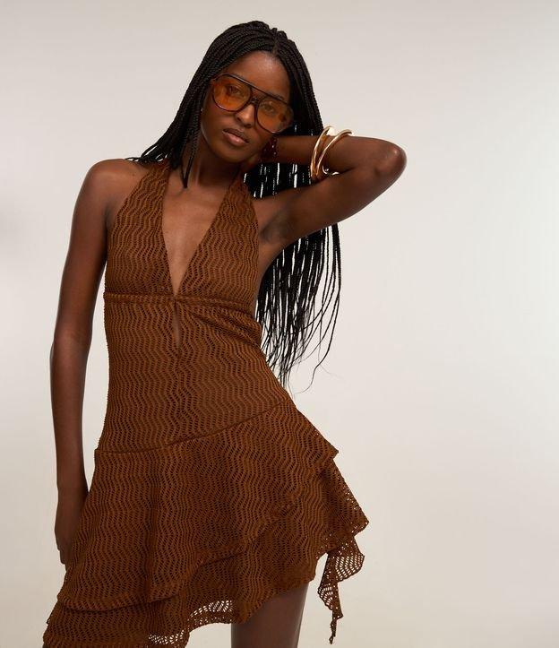 Vestido Frente Única com Textura Furadinha e Babados - 1