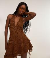 Vestido Frente Única com Textura Furadinha e Babados - 1