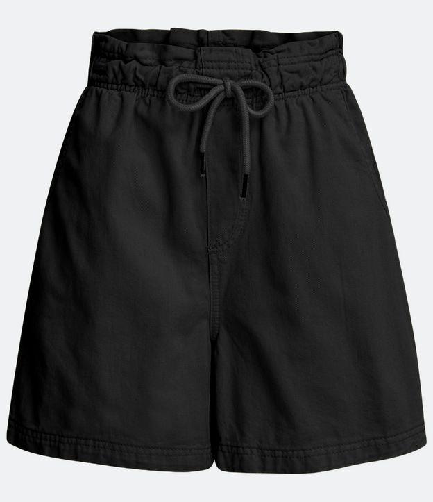 Short Curto em Sarja com Elástico no Cós e Barra Larga - 1