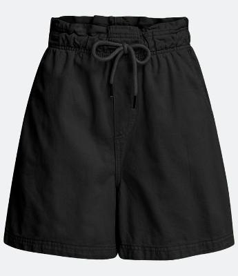 Short Curto em Sarja com Elástico no Cós e Barra Larga