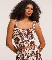 Blusa Cropped Texturizada com Estampa Caju Bicolor - 2