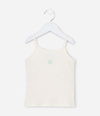 Regata Infantil Canelada com Florzinha - Tam 1 a 6 Anos