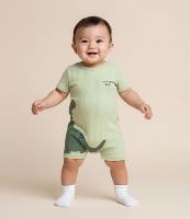 Macacão Infantil Canelado com Estampa de Dinossauro - Tam  0 a 18 Meses - 2