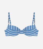 Biquíni Top Meia Taça em Microfibra Listrada com Aviamento na Alça - 1