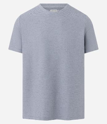 Camiseta Regular em Algodão com Textura Horizontal