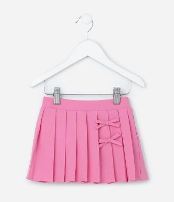 Saia Infantil Plissada em Crepe com Lacinhos - Tam  1 a 6 Anos