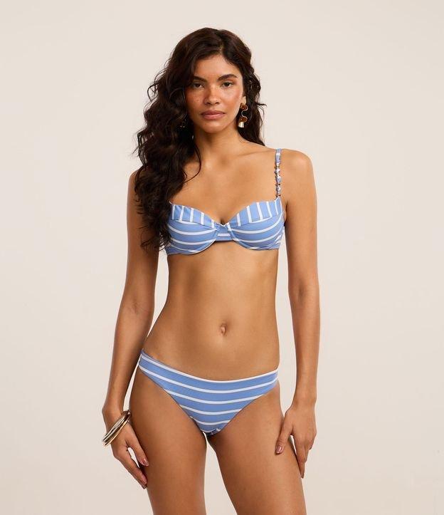 Biquíni Calcinha Básica em Microfibra Listrada com Efeito Empina Bumbum - 2