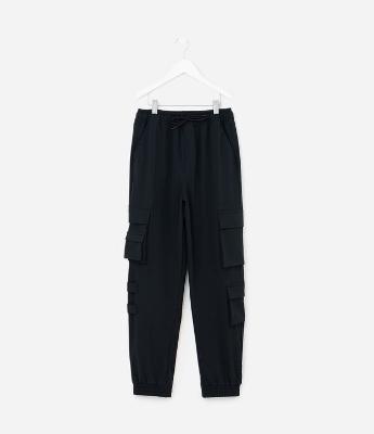 Calça Infantil em Microfibra com Bolsos e Velcro - Tam 5 a 14 Anos