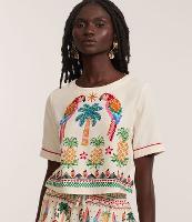 Camiseta Boxy em Viscolinho com Estampa Araras - 3