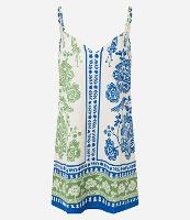 Vestido Curto com Linho Estampado Floral e Alcinha - 1