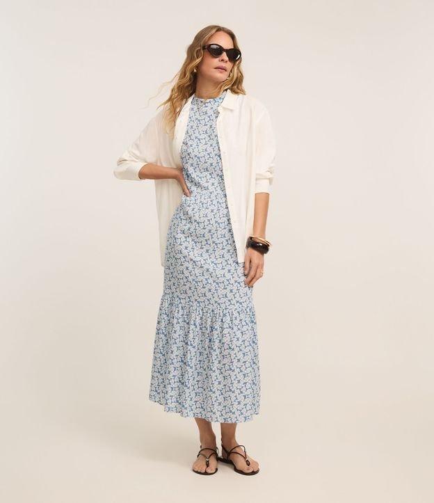 Vestido Evasê Longo em Viscose com Estampa Geométrica - 1
