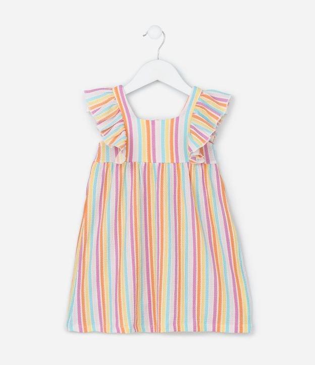 Vestido Infantil com Babados e Listras - Tam 1 a 6 Anos - 1