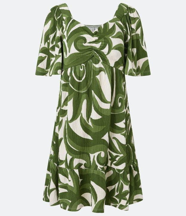 Vestido Curto com Decote Coração Estampa Abstrata e Textura - 1