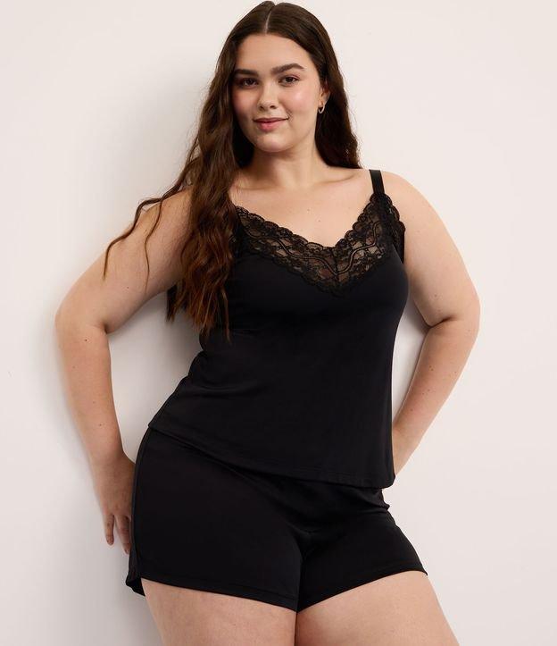 Pijama Short Doll em Liganete com Detalhe de Renda Curve & Plus Size - 3