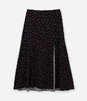 Saia Midi em Crepe com Cerejinhas e Fenda Curve & Plus Size - 1