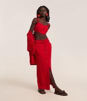 Saia Longa em Viscolinho com Cinto Encapado - 2