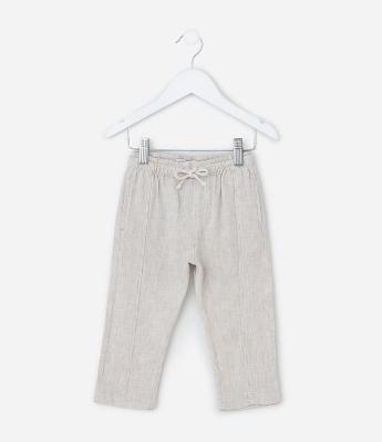 Calça Infantil com Linho e Cós Elástico - Tam 1 a 6 anos