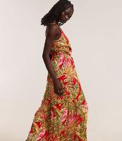 Macacão Pantalona em Chalis com Estampa de Folhagem e Cinto Corda - 2