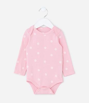 Body Infantil com Estampa de Margaridas - Tam RN a 18 meses