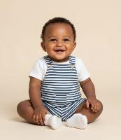 Jardineira Infantil com Estampa de Listras e Texturizada - Tam  0 a 18 Meses - 2