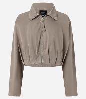 Jaqueta em Sarja com Gola Polo e Pregas - 1