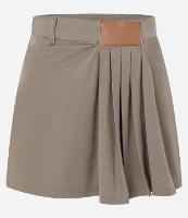 Mini Saia em Sarja com Pregas e Etiqueta Frontal - 1